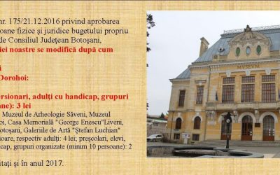 Taxele de vizitare ale instituţiei noastre se modifică