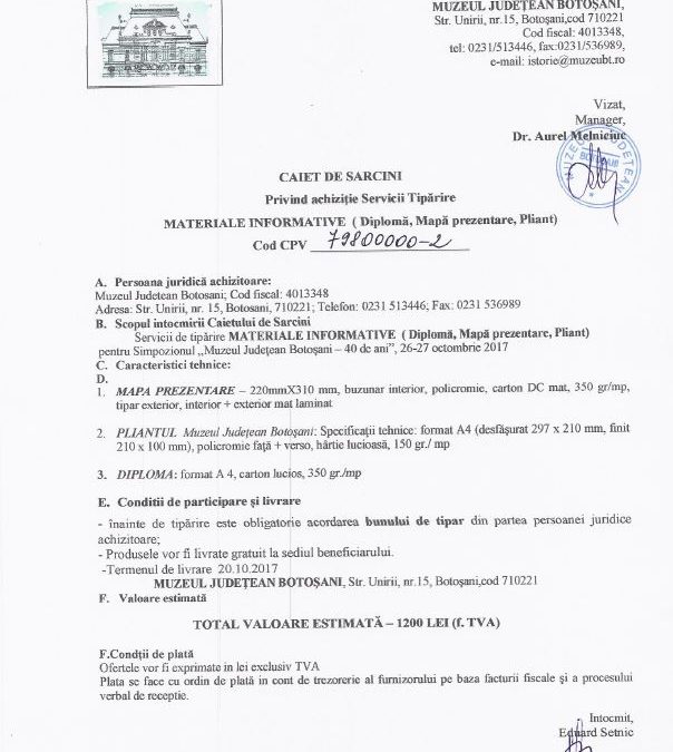 Achizitie „Servicii de tiparire Materiale Informative”