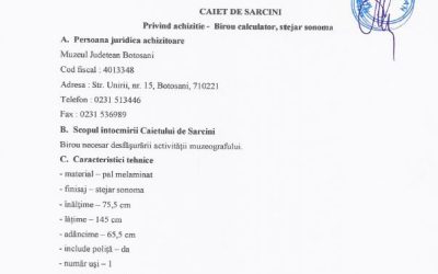 Caiet de sarcini achizitie birou calculator, stejar sonoma