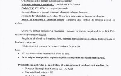 Caiet de sarcini achizitie calculatoare