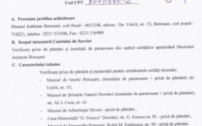 Caiet de sarcini achizitie verificare prize de pamant si paratonari