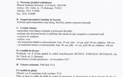 Caiet de sarcini achizitie patru manechine corp intreg