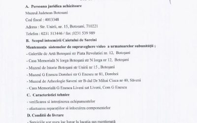 Caiet de sarcini achizitionarea servicii: mentenanta sistemului de supraveghere video