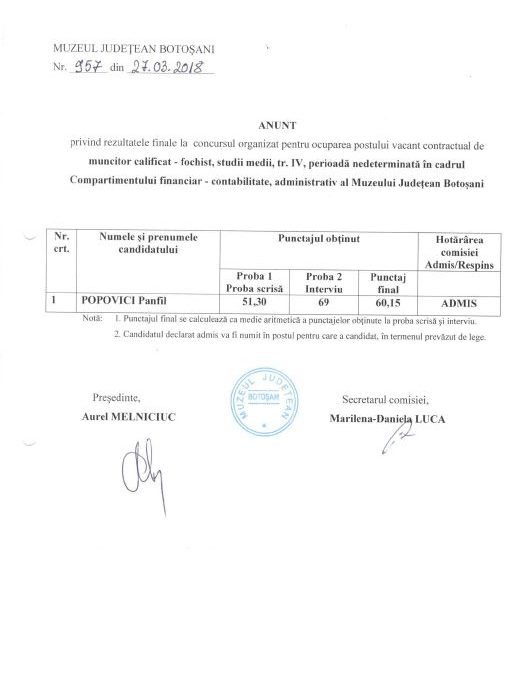 Rezultat final fochist