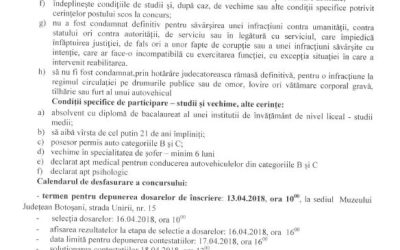 Concurs pentru ocuparea postului de sofer