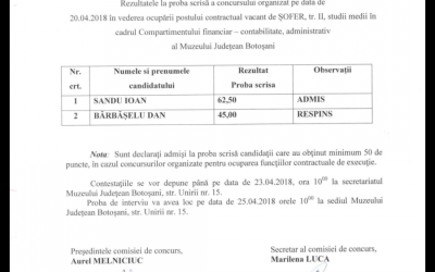 Rezultate proba scrisa concurs angajare sofer
