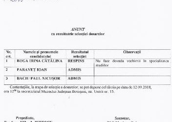 Rezultatele selectiei dosarelor