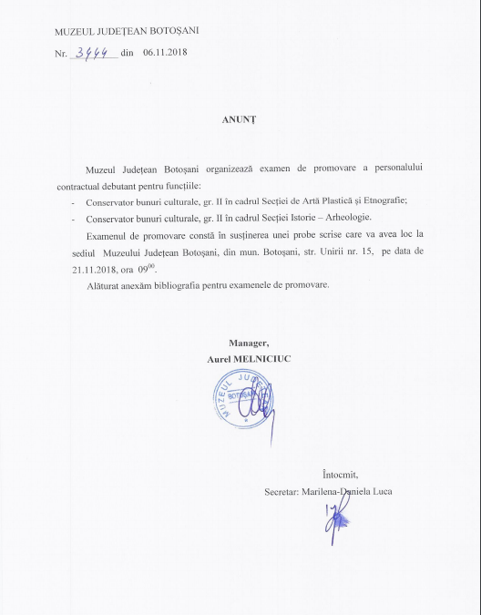 Anunt examen promovare