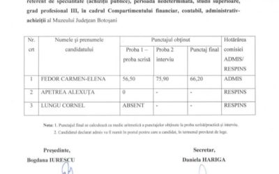 Rezultate finale – referent de specialitate