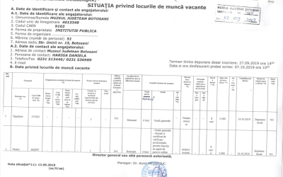 Situatia privind locurile de munca vacante