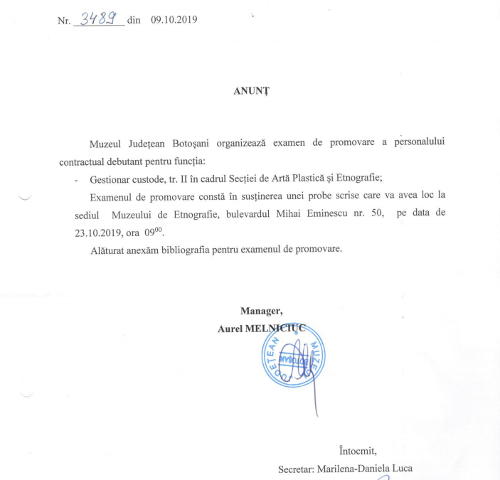 Anunt examen promovare si bibliografia