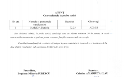 Rezultate proba scrisa – referent de specialitate