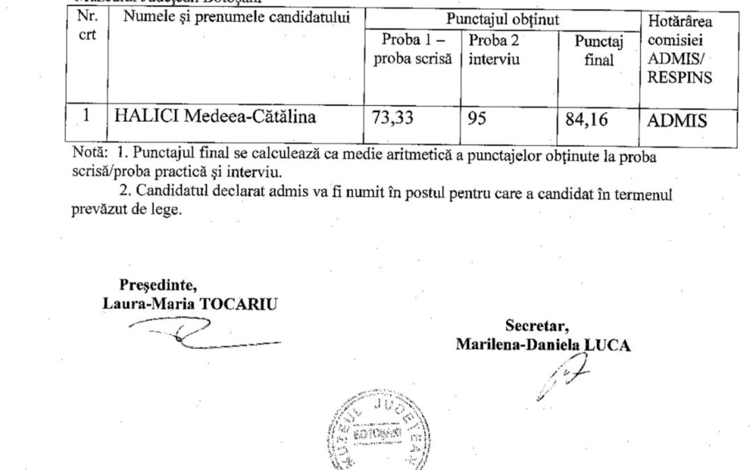 Rezultate finale restaurator