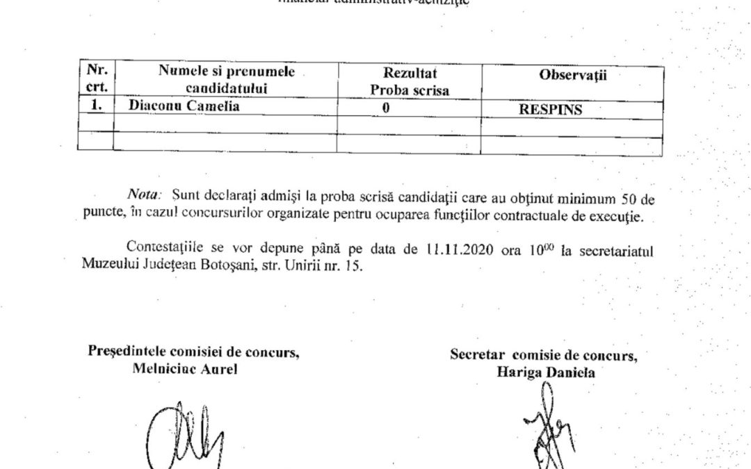 Rezultatele la proba scrisa – inginer