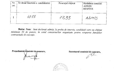 Rezultate probă interviu tâmplar